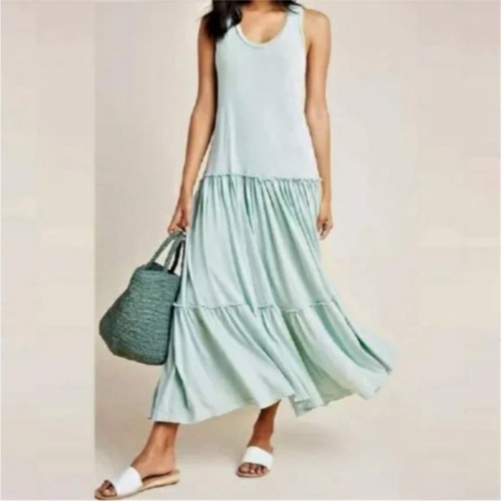 ANTHROPOLOGIE Sundry Mint Tiered Maxi Dress